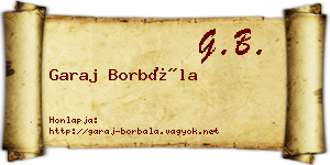 Garaj Borbála névjegykártya
